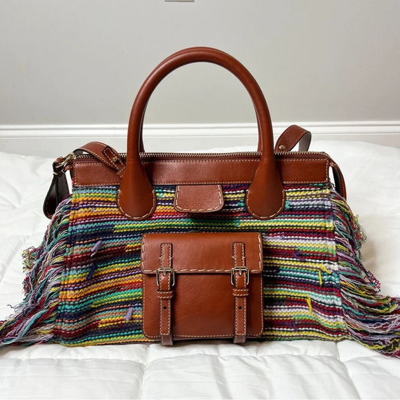 Chloé Edith Medium Cashmere Fringe Tote Bag - Picture 3 of 16